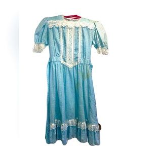 Rare Gunne Sax Jessica Mclintock Blue flower print lace dress